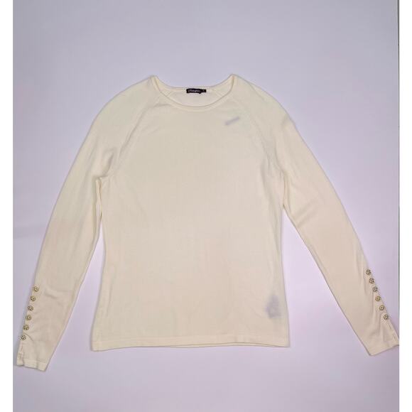 J. McLaughlin Ivory Long Sleeve Button Cuff Top Size S - Picture 5 of 10